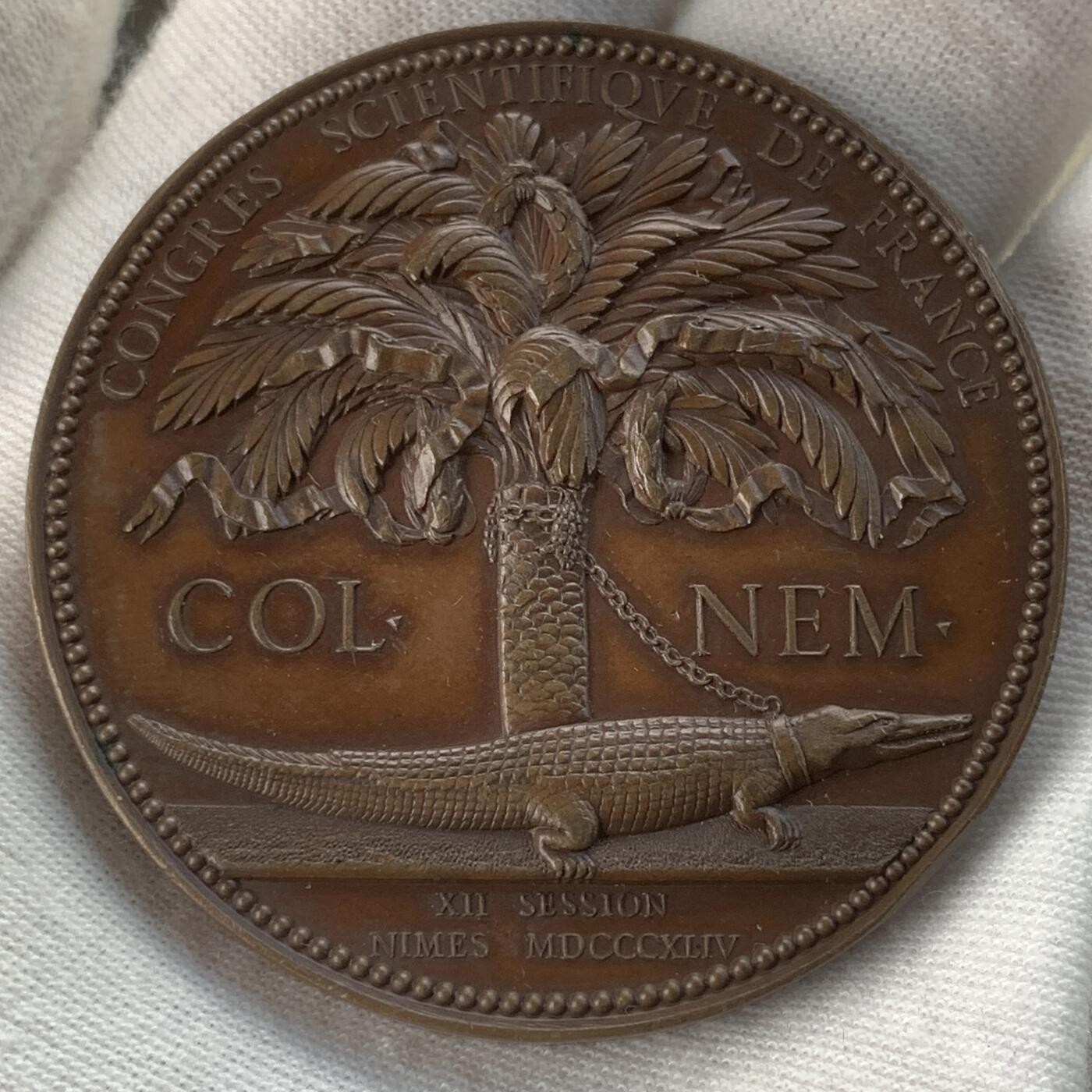 掌中浮雕-藏着的欧洲第046场 1844年法国第十二届科学大会纪念铜章，50mm