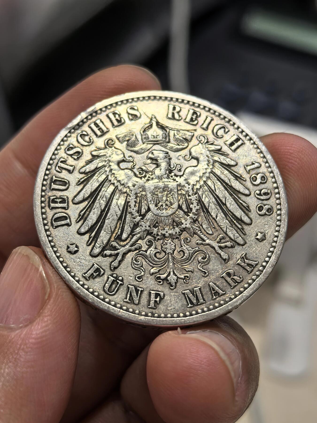 博洋堂世界钱币拍卖第153期（全场包邮） 德国普鲁士1898年威廉二世5马克银币