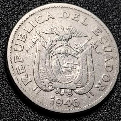 泉币菌-第148场-精品福利场 - 少见早期1946年 厄瓜多尔1苏克雷 民族英雄 镍钢 25.5mm 