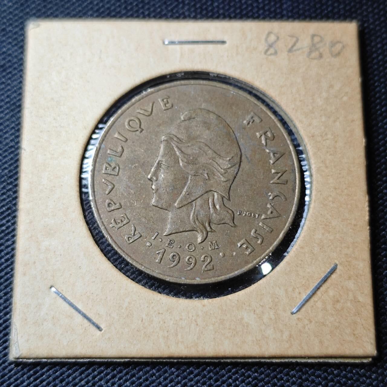 KK钱币收藏小铺 第382期  2月预留时间 周末发货   1992新喀里多尼亚100法郎