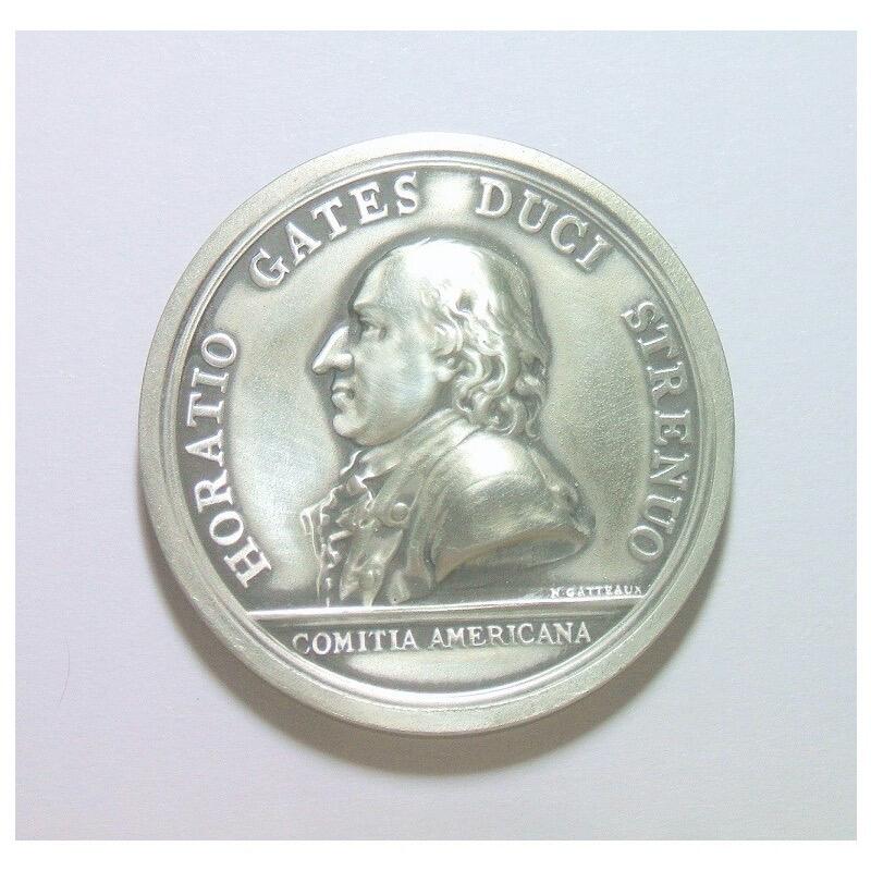 美国纪念1777年 盖茨将军萨拉托加战役高浮雕精制大铜章 40MM