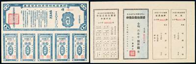 中贸圣佳2025年秋季拍卖会 众妙 - 民国 胶东区战时借用物品偿还券及爱国自卫公债劵一组两枚