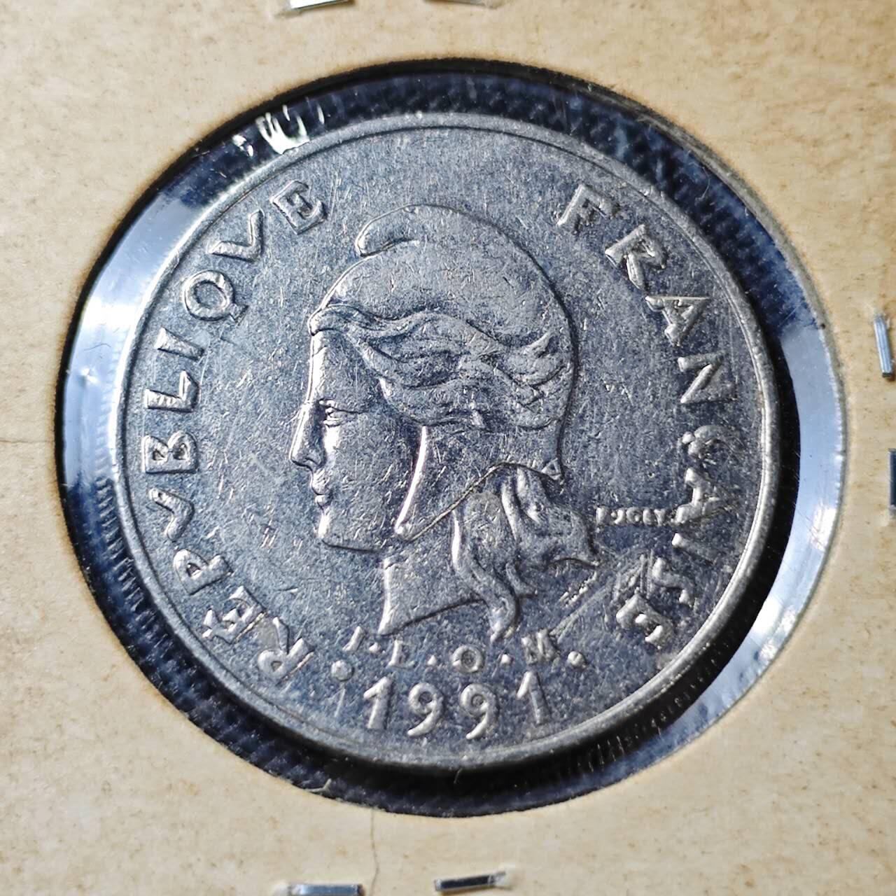 KK钱币收藏小铺 第382期  2月预留时间 周末发货 1991新喀里多尼亚20法郎