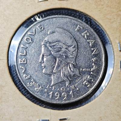 KK钱币收藏小铺 第382期  2月预留时间 周末发货 - 1991新喀里多尼亚20法郎