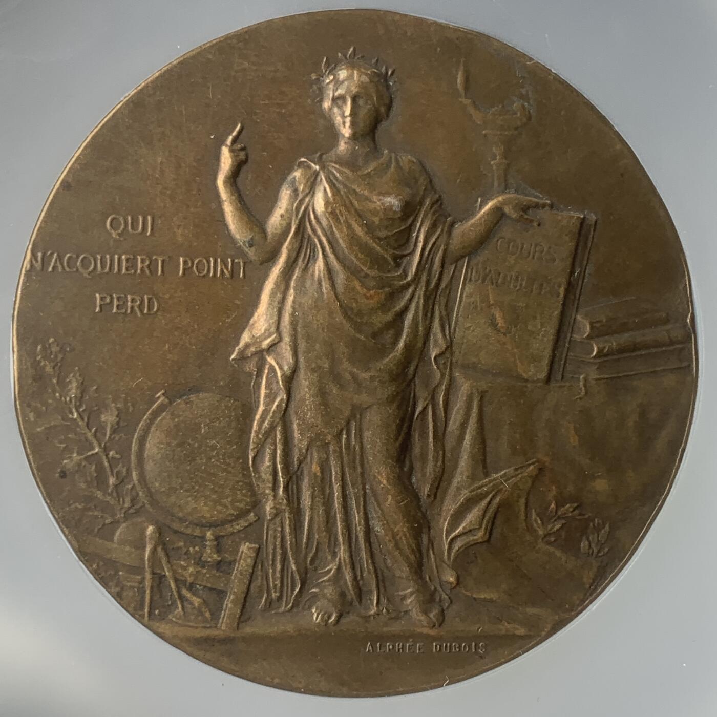 掌中浮雕-藏着的欧洲第046场 公博MS61 ： 1901年法国成人教育铜章，50mm