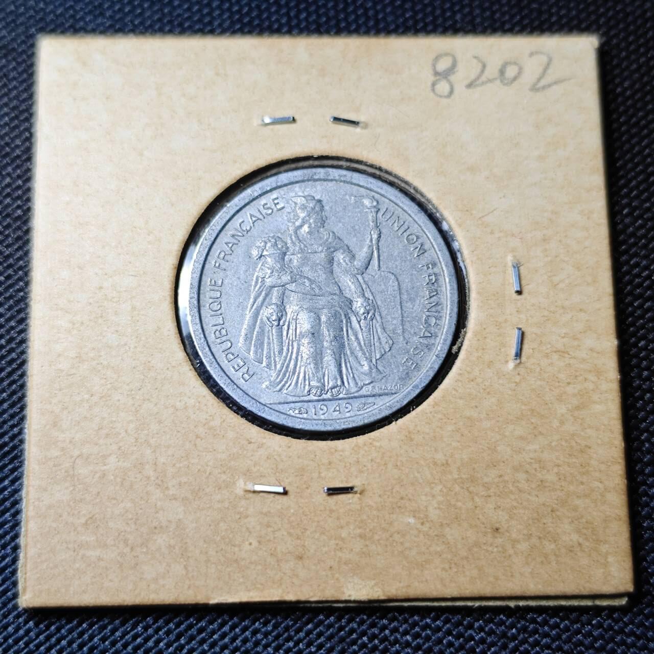 KK钱币收藏小铺 第382期  2月预留时间 周末发货 1949新喀里多尼亚1法郎