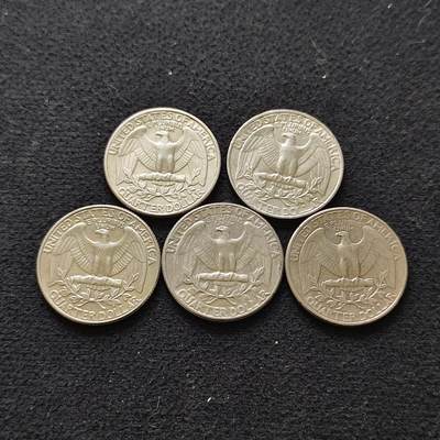 【全场包邮】纯粹捡漏拍486场（免费代拍第23场） - 美国各年份华盛顿25分5枚一组