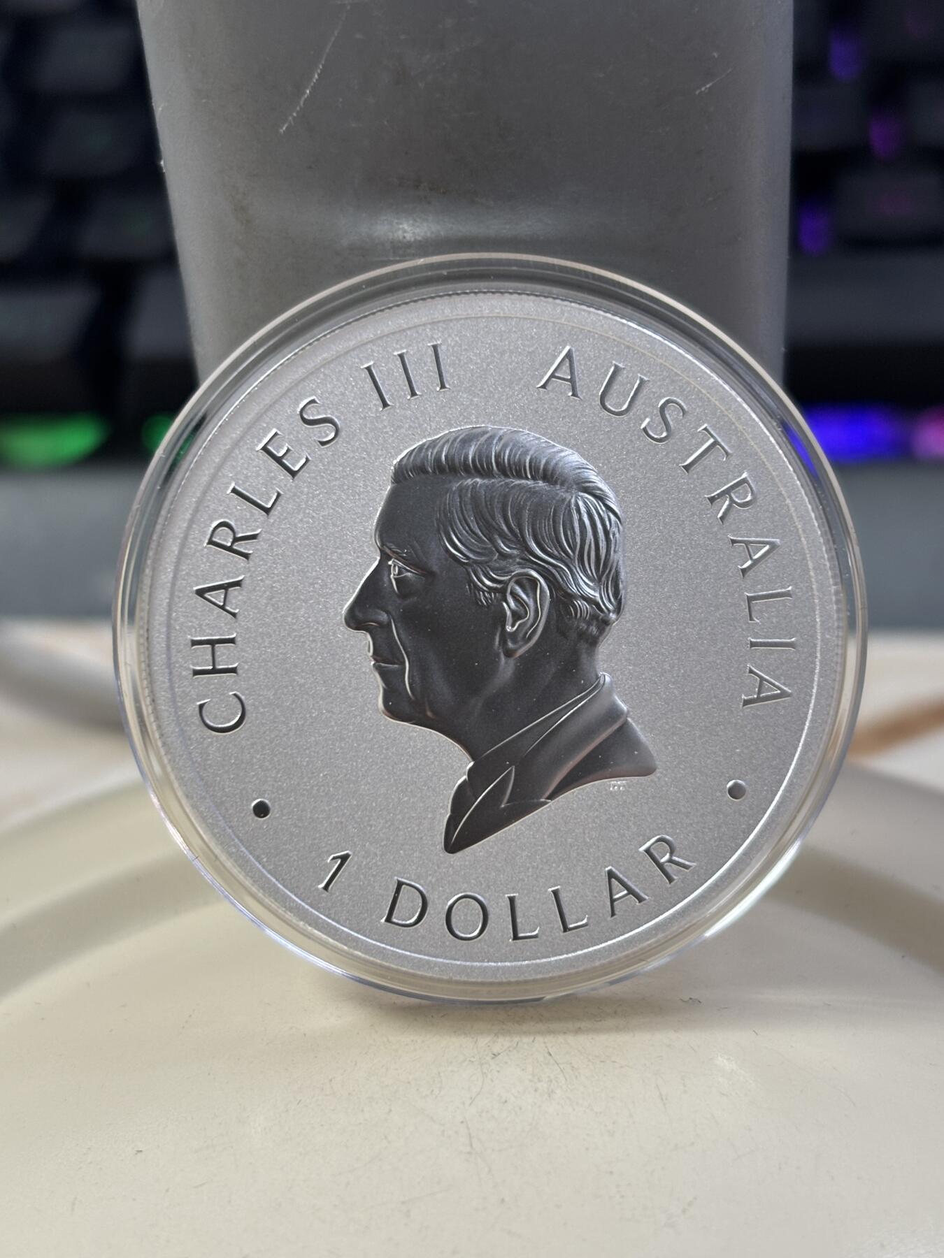 第185期拍卖 澳大利亚2025年1元普制银币 考拉带彩色熊猫私印(北京国际币展） 1盎司999银 发行量：2500 卡装