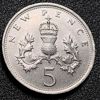 泉币菌-第148场-精品福利场 - 1978年 英国5便士 伊莉莎白二世青年女王 大版 24mm  纪念币铜钱