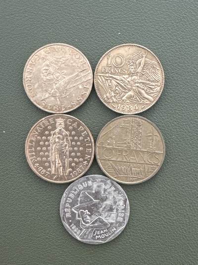 ❤️【币观天下】❤️ 第335期钱币拍卖- 2025.12.19周五晚上6点半场-长期征集拍品 - 法国早期纪念币5枚一组