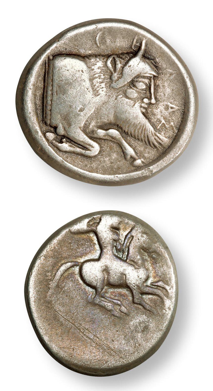 中贸圣佳2025年秋季拍卖会 众妙 公元前490年-公元前475年 古希腊西西里岛杰拉城河神骑士二德拉克马银币
