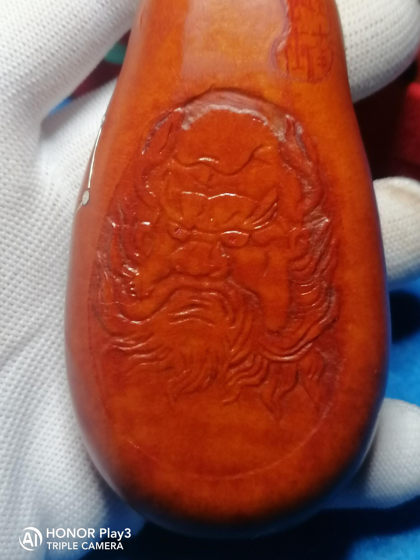 纯手工压花钟馗北斗龙葫芦把件