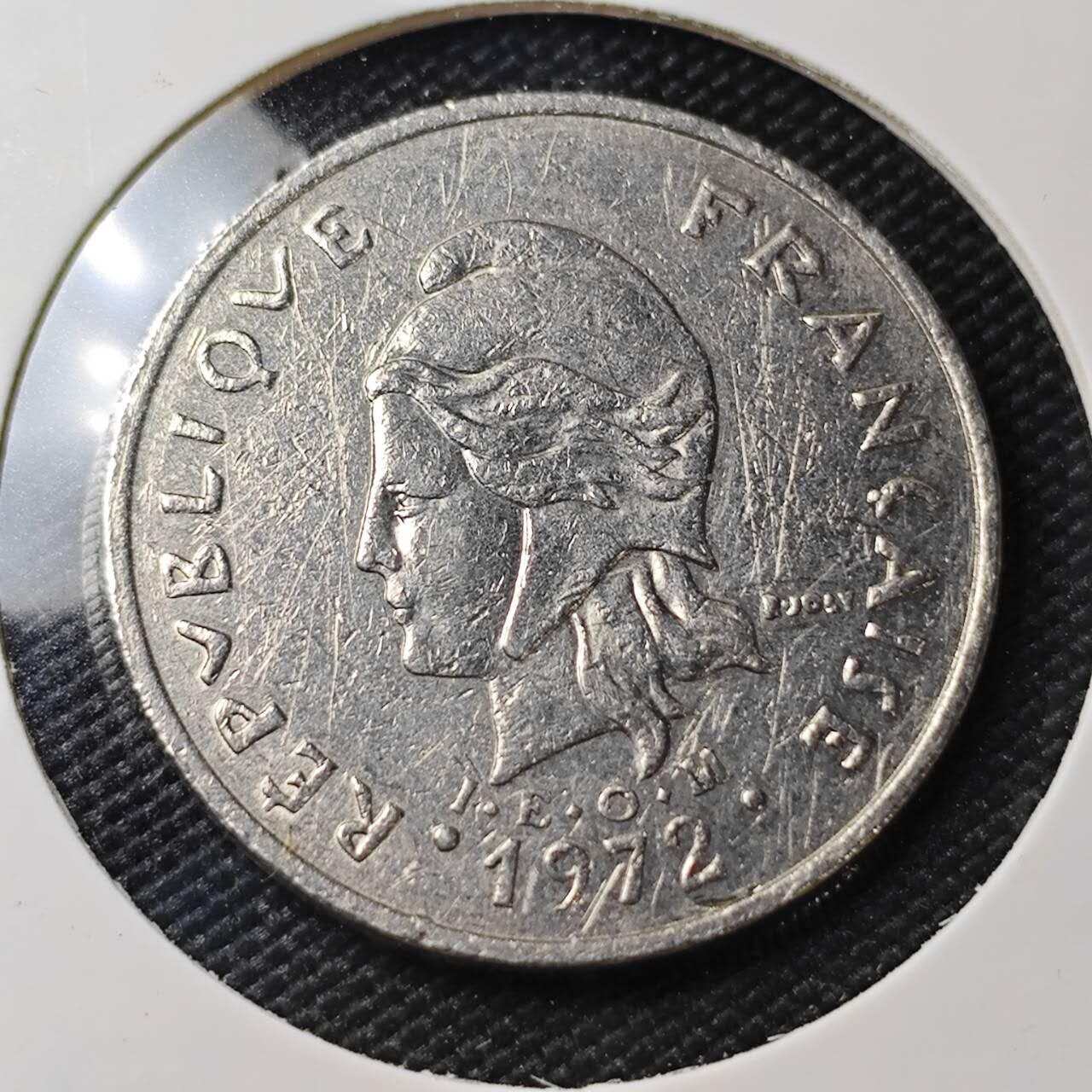 KK钱币收藏小铺 第382期  2月预留时间 周末发货  1972新喀里多尼亚20法郎