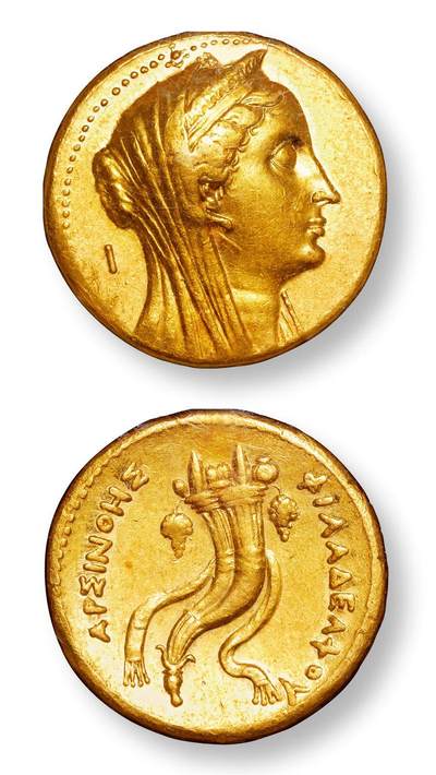 中贸圣佳2025年秋季拍卖会 众妙 - 公元前270年 古希腊埃及托勒密王朝八德拉克马追思大金币