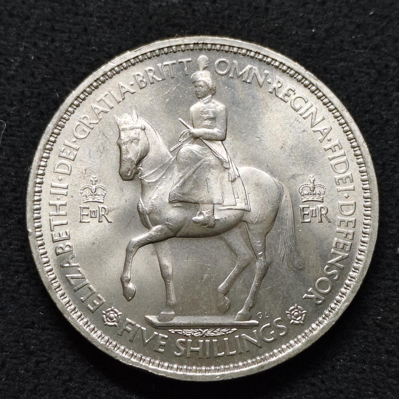 【全场包邮】纯粹捡漏拍486场（免费代拍第23场） 英国1953年5先令女王加冕克朗型纪念币