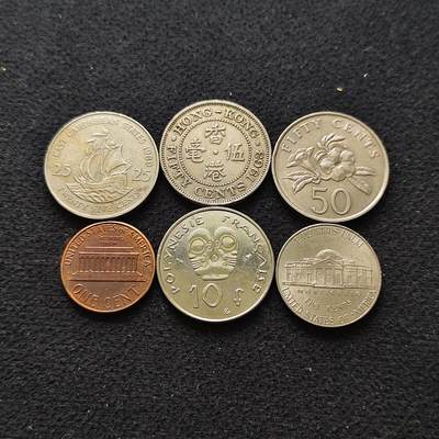 【全场包邮】纯粹捡漏拍486场（免费代拍第23场） - 世界各国各年份散币6枚一组-香港+新加坡+美国+东加勒比等