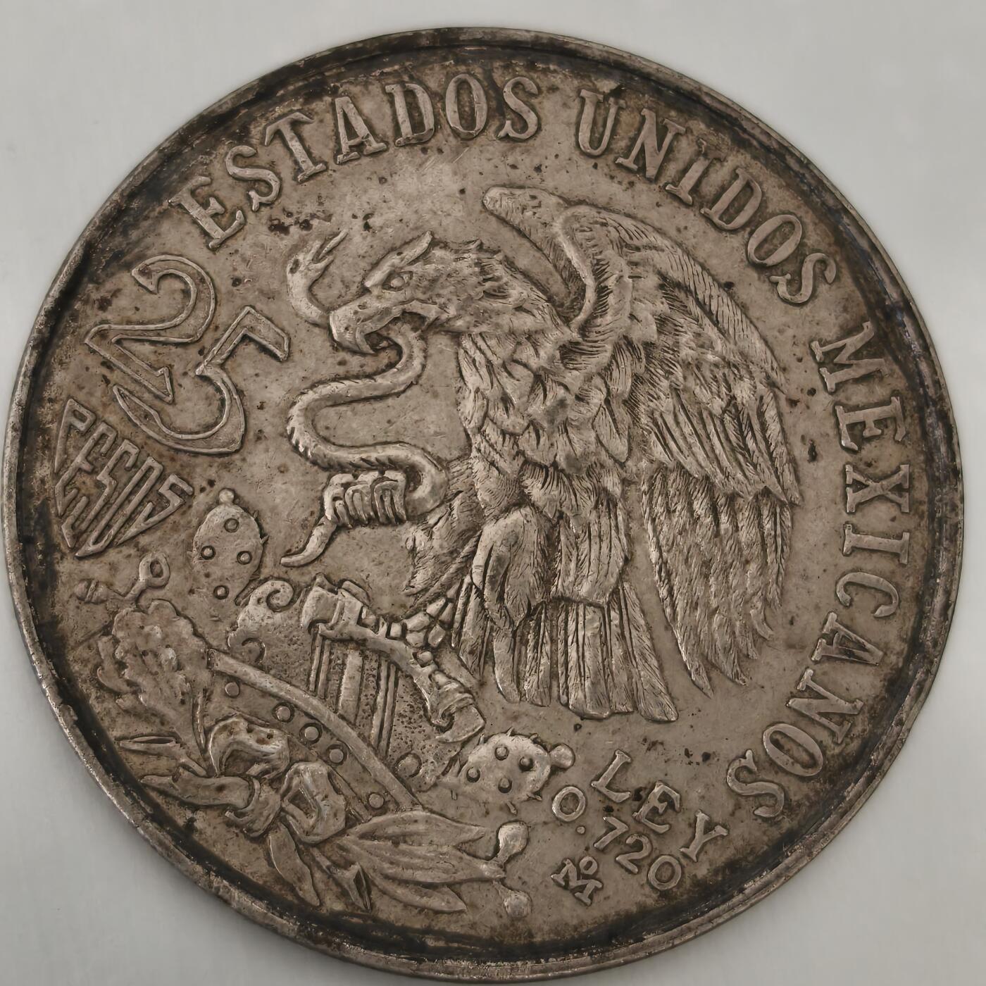 老蟹的宝藏🏴‍☠️ V 墨西哥1968年25比索Silver (.720) (Copper .280) Weight	22.5 g