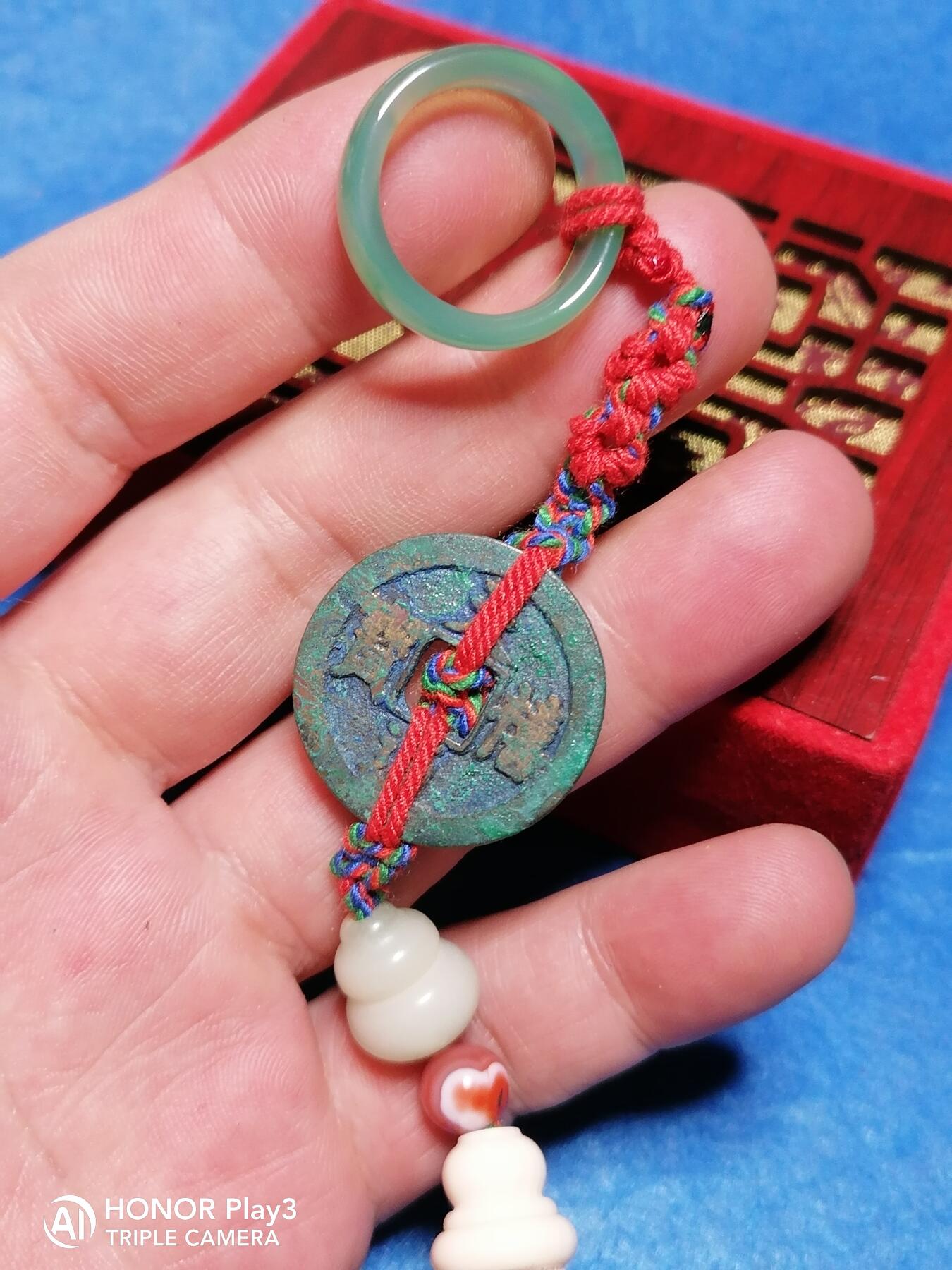 松鹤延年针刺彩墨葫芦手把件