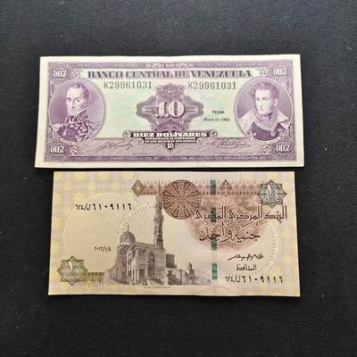 【全场包邮】纯粹捡漏拍486场（免费代拍第23场） - 【纸钞】委内瑞拉+埃及纸钞2枚一组