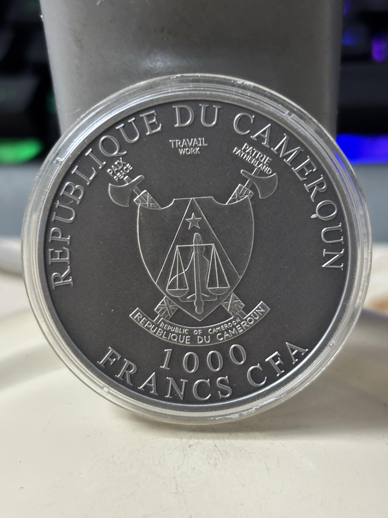 第186期拍卖 喀麦隆2019年动物骆驼1盎司仿古纪念银币，9999银，发行2000枚