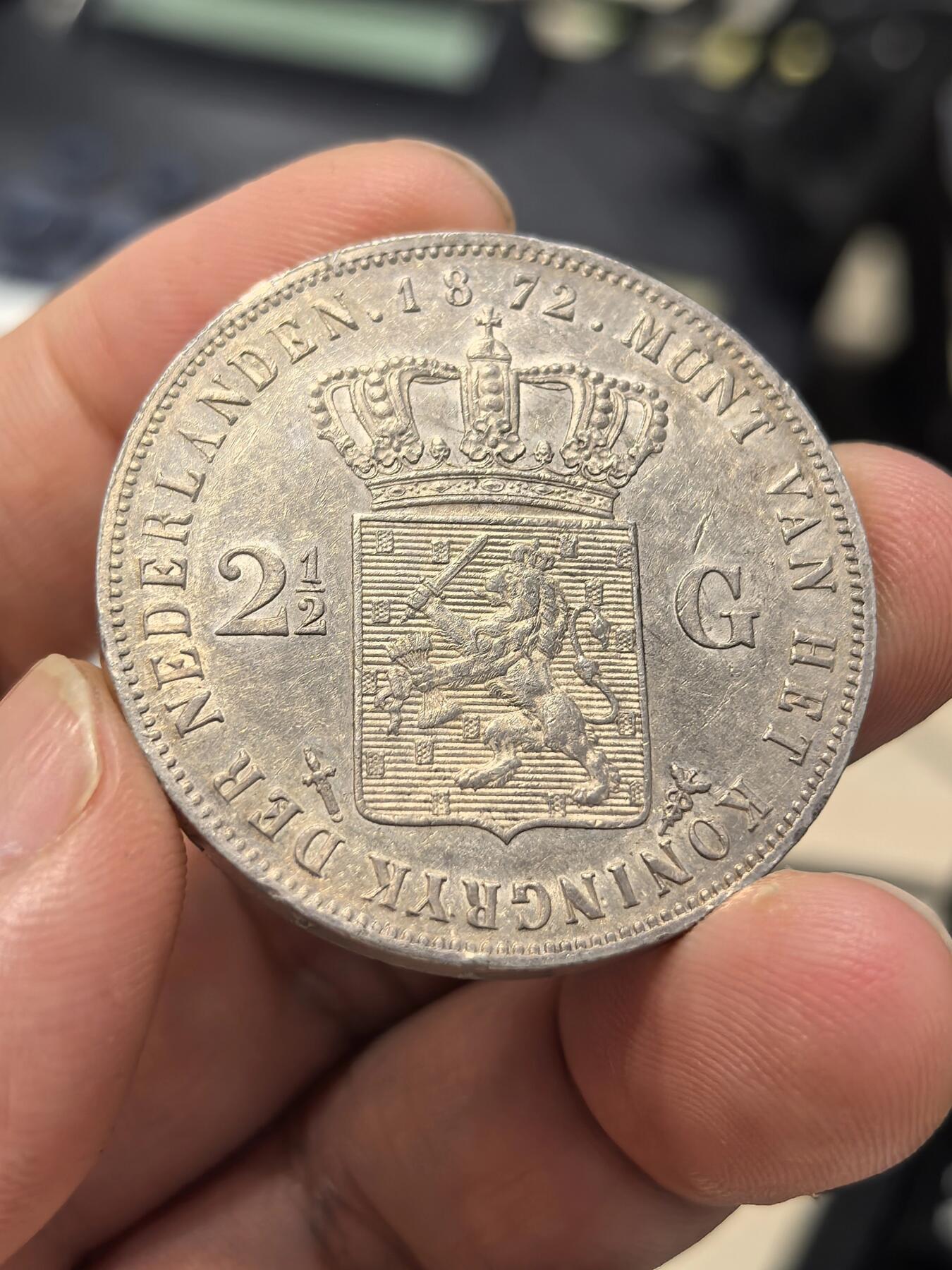 博洋堂世界钱币拍卖第153期（全场包邮） 荷兰1872年威廉三世2.5盾大银币