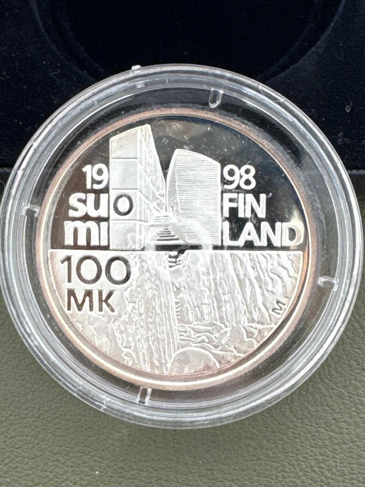 ❤️【币观天下】❤️ 第335期钱币拍卖- 2025.12.19周五晚上6点半场-长期征集拍品 芬兰1998年阿尔莫的艺术100马克精制纪念银币盒证齐全