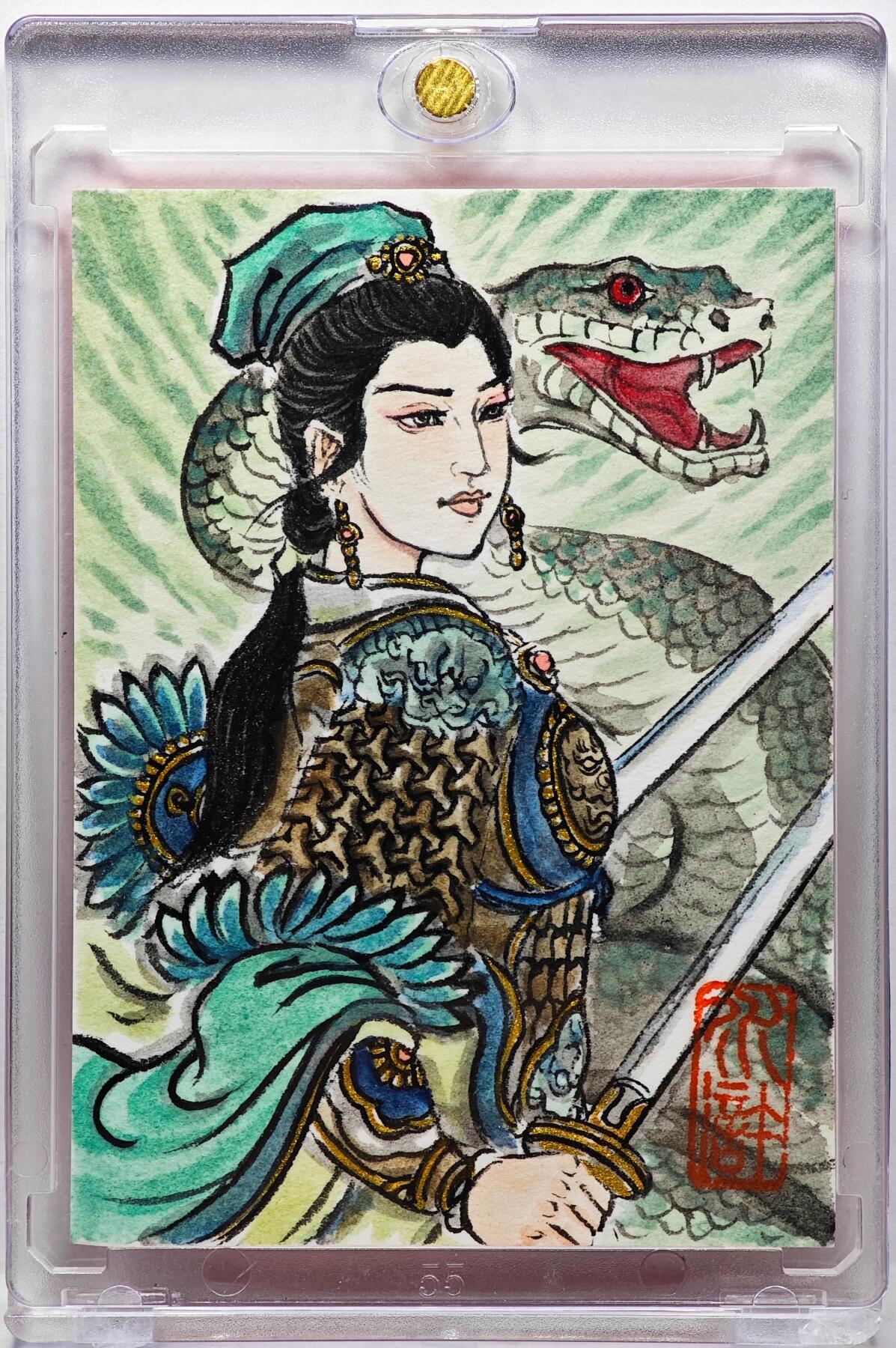 白泽拍卖卡牌手绘专场第30期（白金之夜 跨年大拍） 2025 卢艺丰手绘卡 一丈青扈三娘  卢艺丰背签绘 卡砖封装