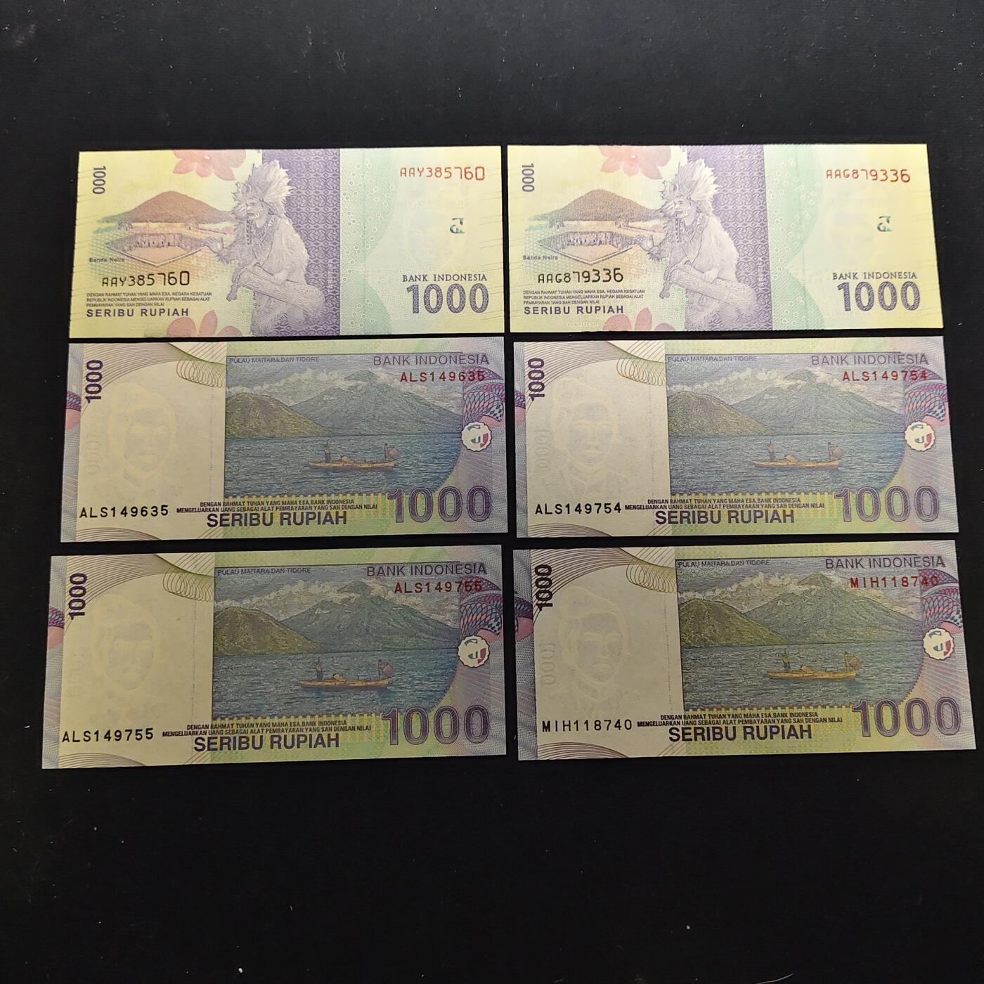 【全场包邮】纯粹捡漏拍486场（免费代拍第23场） 【纸钞】印度尼西亚各年份纸钞6枚一组
