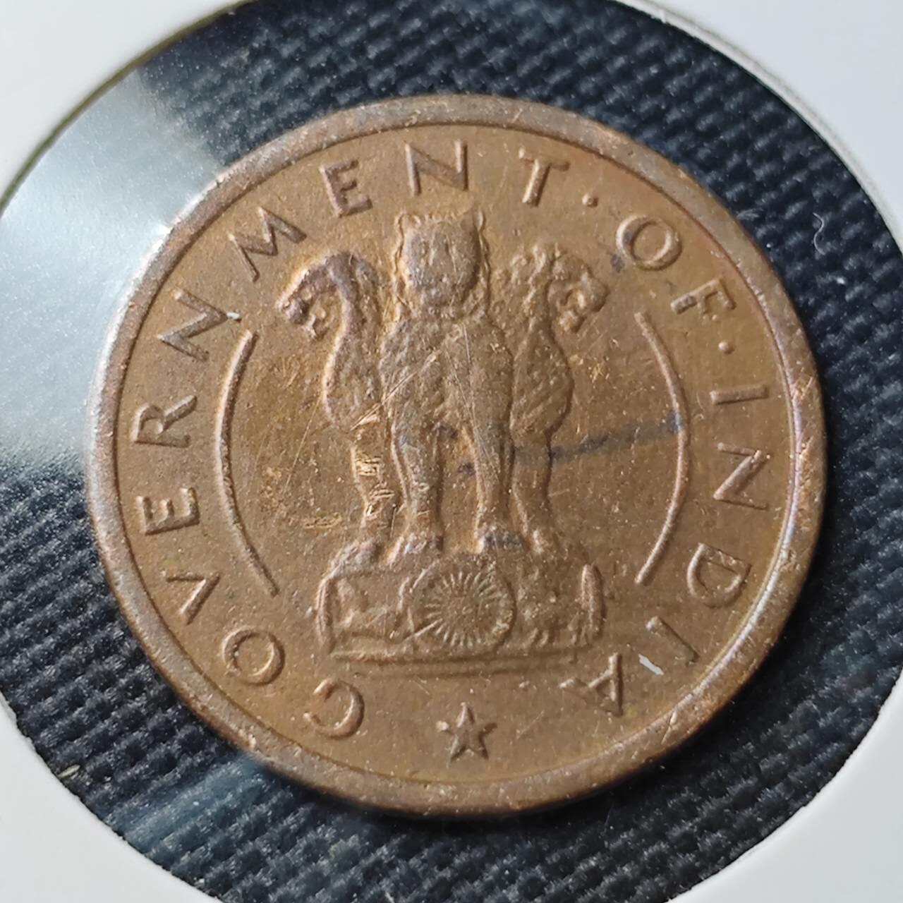 KK钱币收藏小铺 第382期  2月预留时间 周末发货  1953印度1派沙 铜币小马!