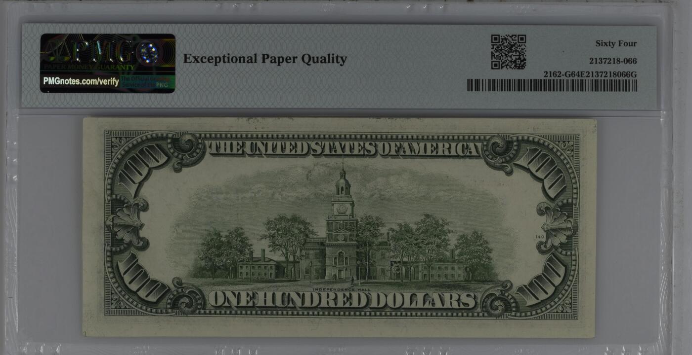 【礼羽收藏】🌏世界钱币拍卖第116期 1950年 100美元 收官编号E 发行仅限于三个分区 稀少 PMG64EPQ