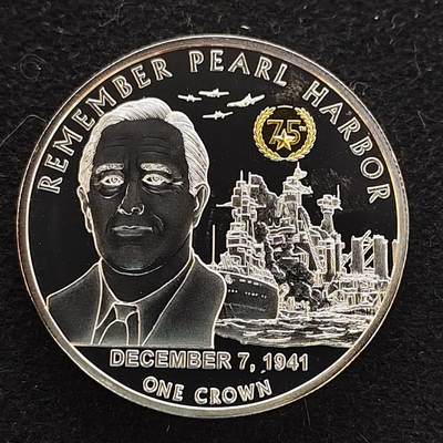 【全场包邮】纯粹捡漏拍486场（免费代拍第23场） - 【稀少】英属特里斯坦和达库尼亚2016年1克朗偷袭珍珠港75周年局部镀金克朗型纪念币-量1941