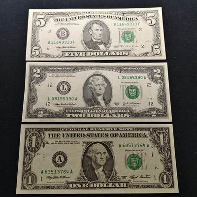 【全场包邮】纯粹捡漏拍486场（免费代拍第23场） - 【纸钞】美国1-2-5元纸钞3枚小套一组