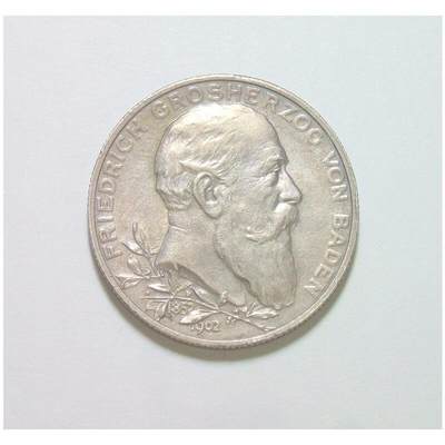 【银】德国巴登1902年 腓特烈一世登基50周年2马克银币 爽品 - 【银】德国巴登1902年 腓特烈一世登基50周年2马克银币 爽品