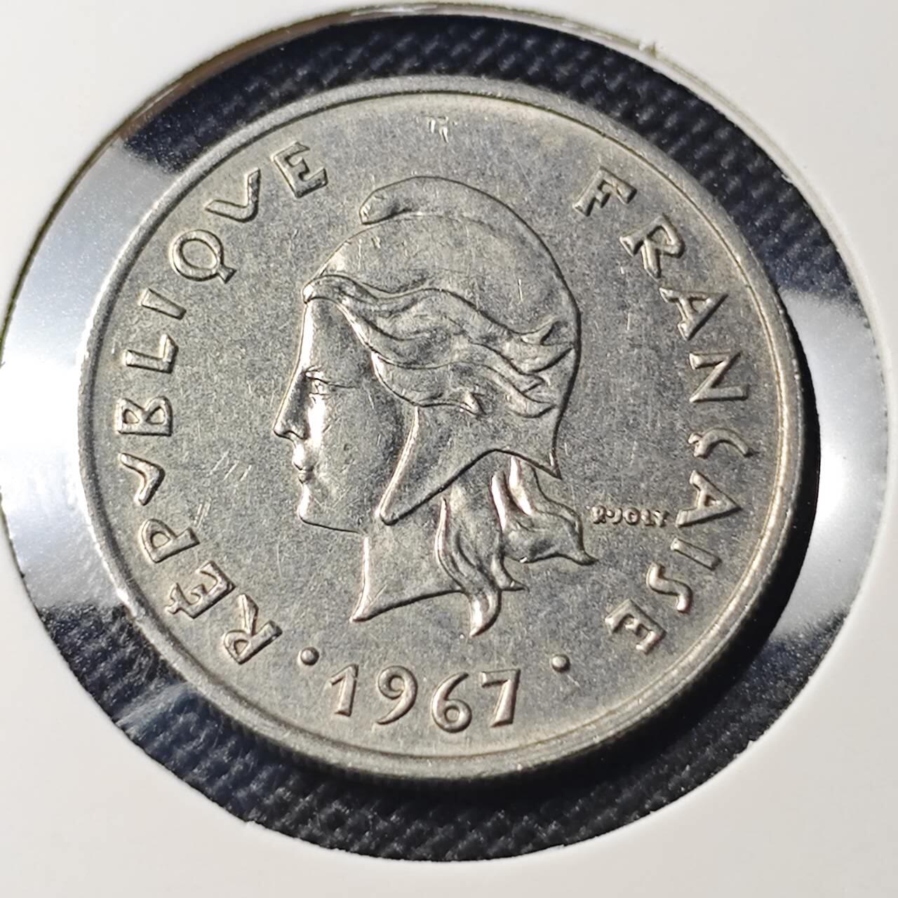 KK钱币收藏小铺 第382期  2月预留时间 周末发货 1967新喀里多尼亚10法郎