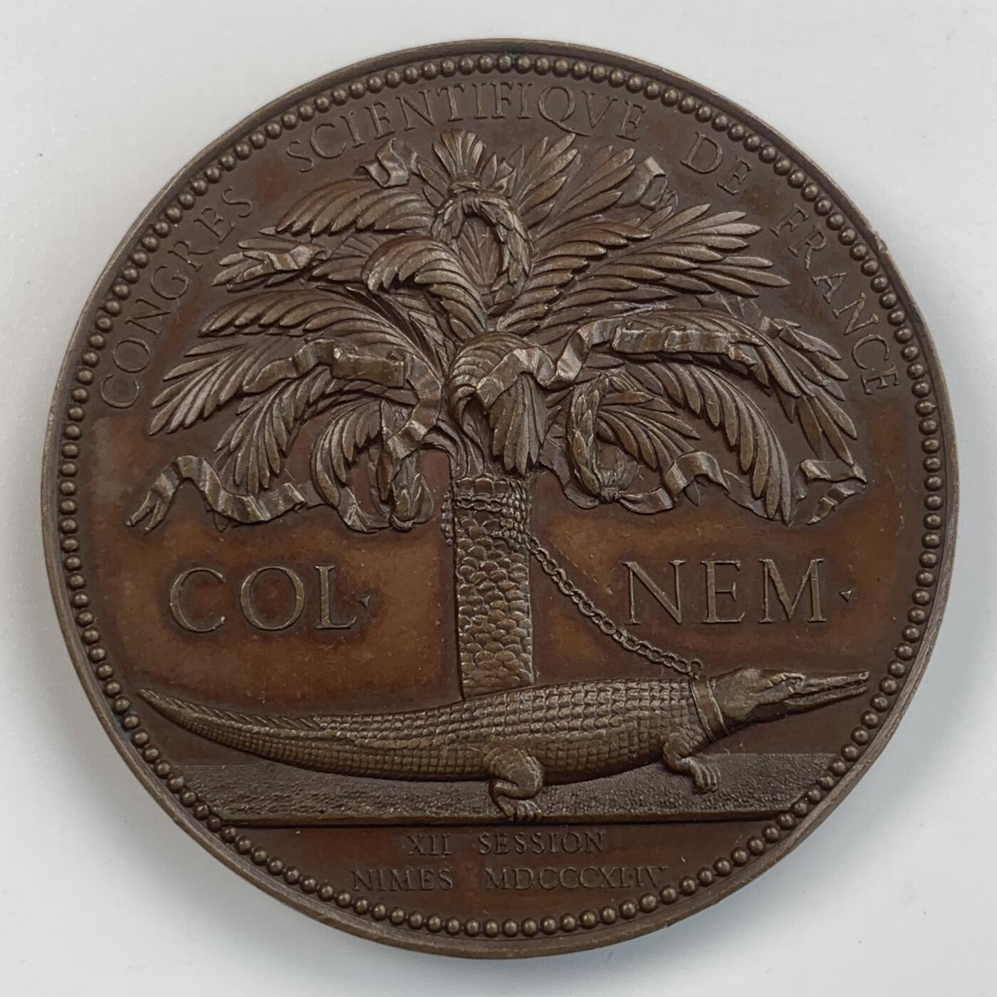 掌中浮雕-藏着的欧洲第046场 1844年法国第十二届科学大会纪念铜章，50mm