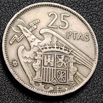 泉币菌-第148场-精品福利场 - 西班牙25比塞塔硬币27mm独裁者弗朗哥