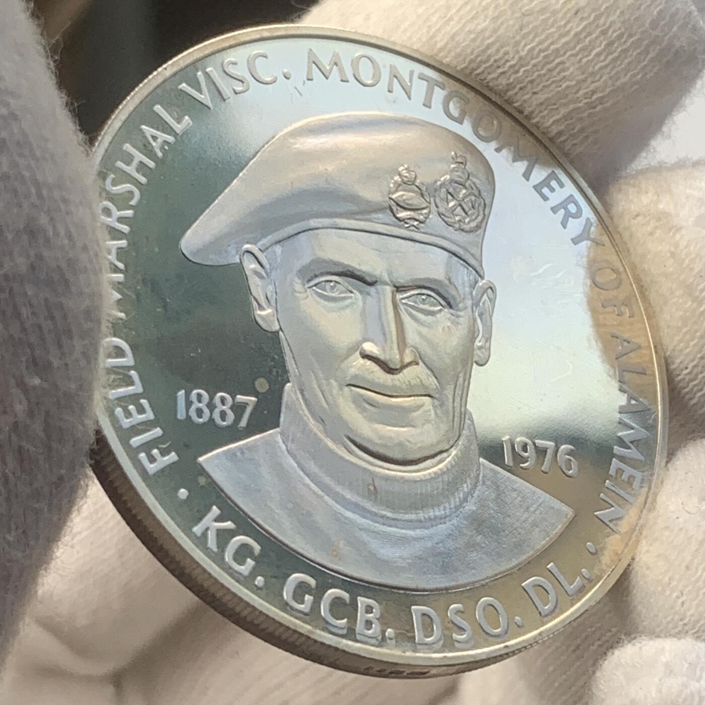 掌中浮雕-藏着的欧洲第046场 1976年英国陆军元帅二战名将蒙哥马利纪念银章，38.56mm，28.7g，原盒带标签