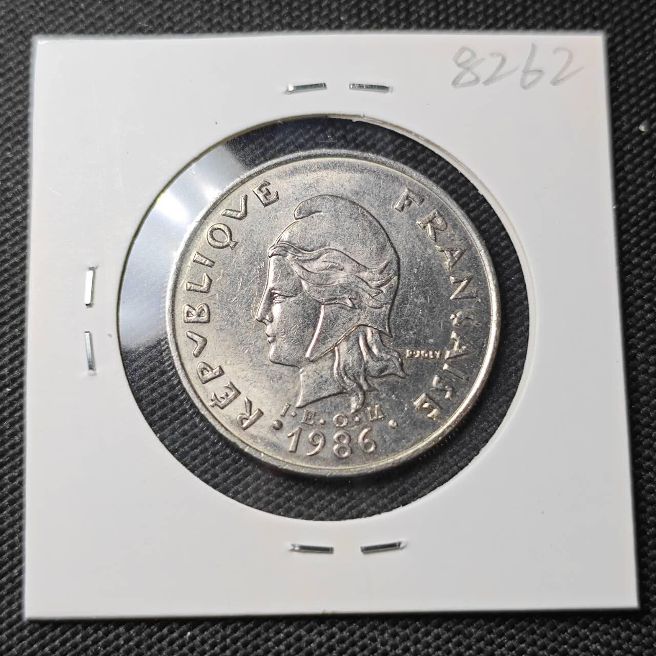 KK钱币收藏小铺 第382期  2月预留时间 周末发货 1986新喀里多尼亚20法郎