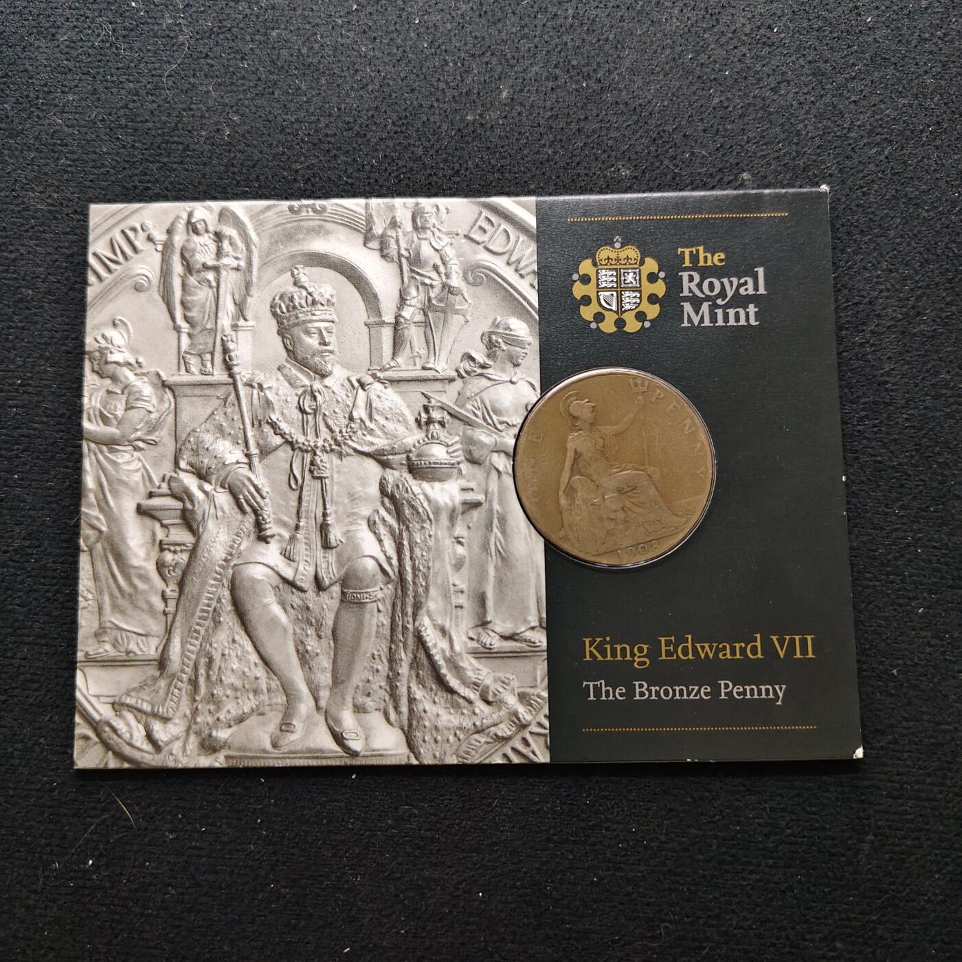 【全场包邮】纯粹捡漏拍486场（免费代拍第23场） 英国皇家造币厂发行爱德华七世1便士官方卡装纪念封装