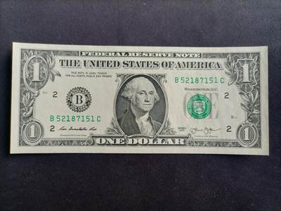 【游宝拍卖】乙巳蛇年97期 周六集拍 - 美国-1美元【SERIES-2013 B2纽约 全新UNC】