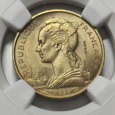 老蟹的宝藏🏴‍☠️ V - NGC MS66 法属留尼旺1955年10法郎样币
