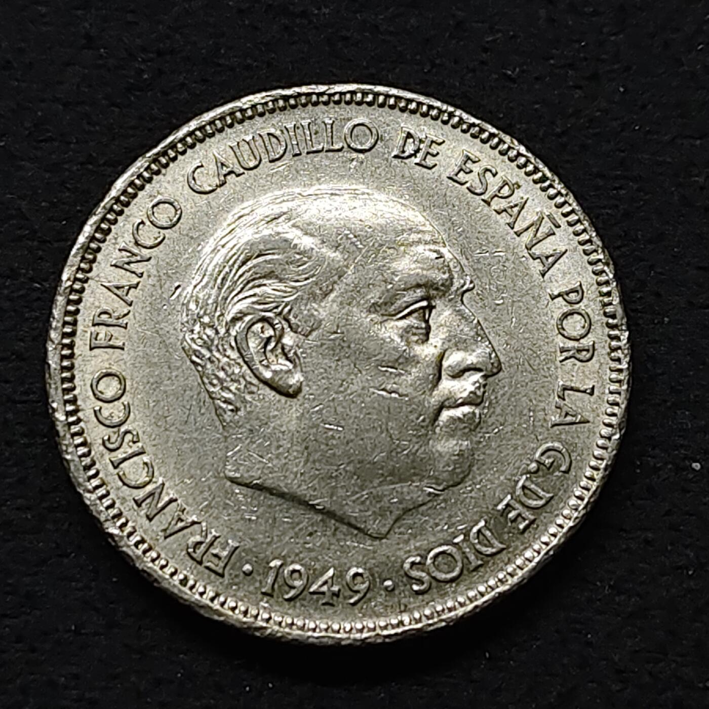 【全场包邮】纯粹捡漏拍486场（免费代拍第23场） 西班牙1949年佛朗哥一世1比塞塔