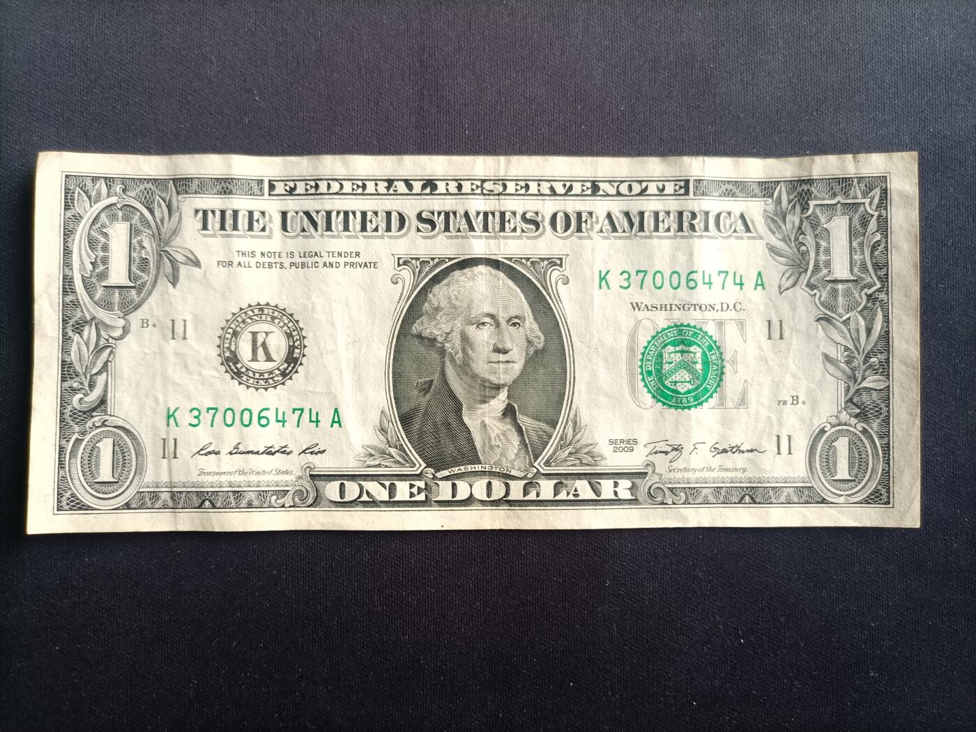 【游宝拍卖】乙巳蛇年97期 周六集拍 美国-1美元【SERIES-2009 K11达拉斯 流通品相】