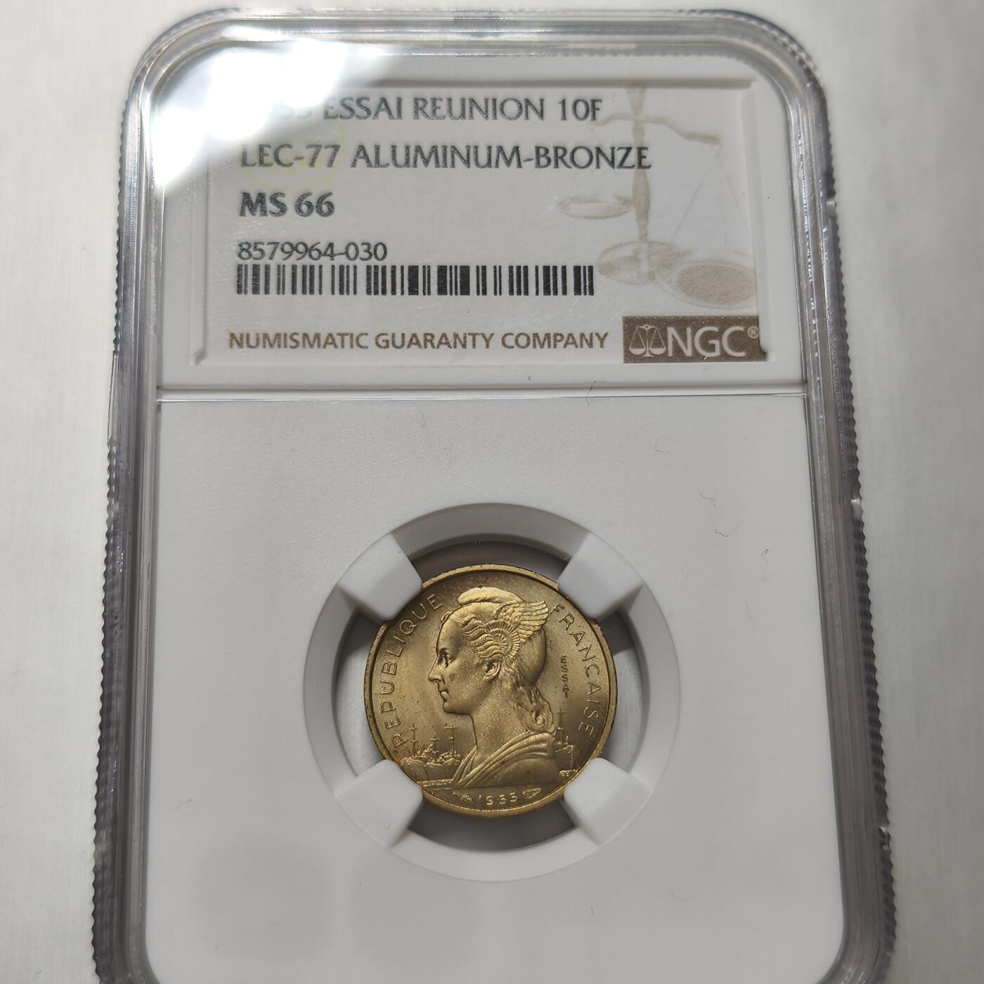 老蟹的宝藏🏴‍☠️ V NGC MS66 法属留尼旺1955年10法郎样币