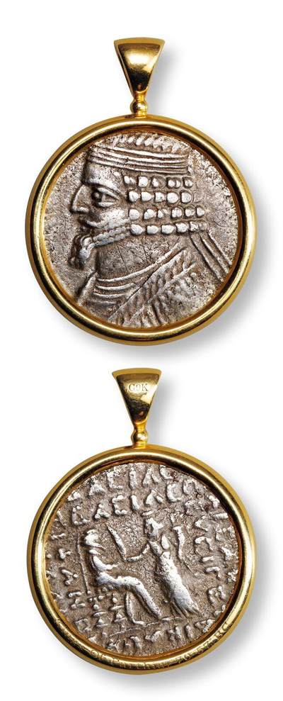 中贸圣佳2025年秋季拍卖会 众妙 - 公元前38年-公元前2年 帕提亚安息帝国四德拉克马银币镶嵌9k金吊坠