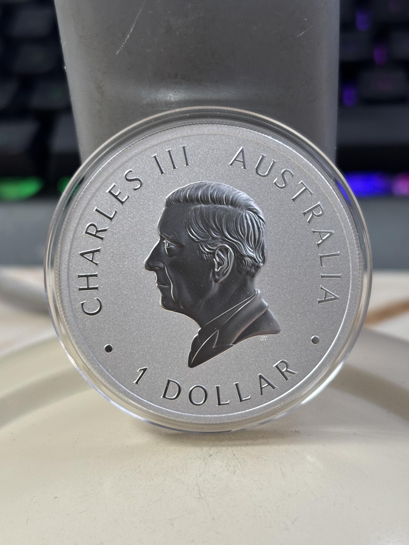 第185期拍卖 澳大利亚2025年1元普制银币 考拉带彩色熊猫私印(北京国际币展） 1盎司999银 发行量：2500 卡装