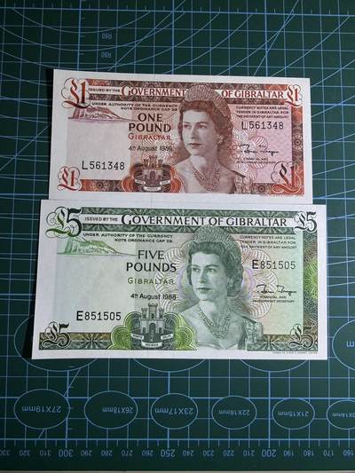 【炜奕收藏】，第五十三期 - 1988年直布罗陀1-5镑，UNC品相，包含一张无347