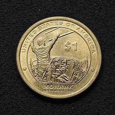 【全场包邮】纯粹捡漏拍486场（免费代拍第23场） - 美国2015年萨卡维亚少数民族系列1元莫霍克公司钢铁工人纪念币