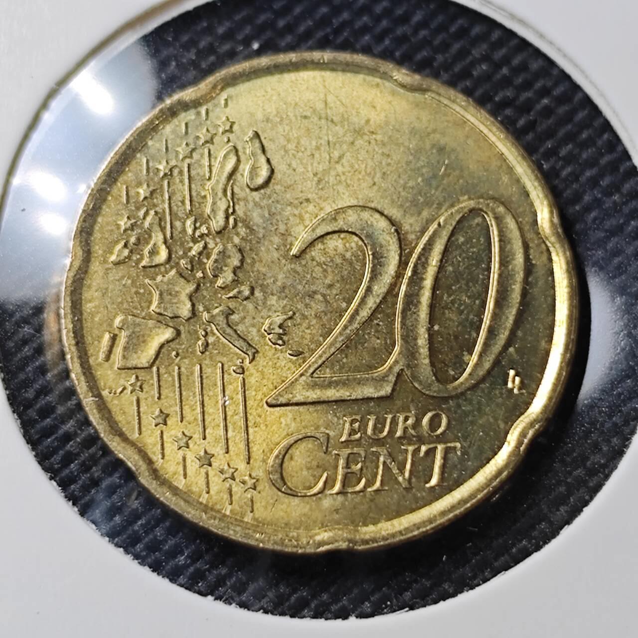 KK钱币收藏小铺 第382期  2月预留时间 周末发货 1999欧盟法国20欧分 