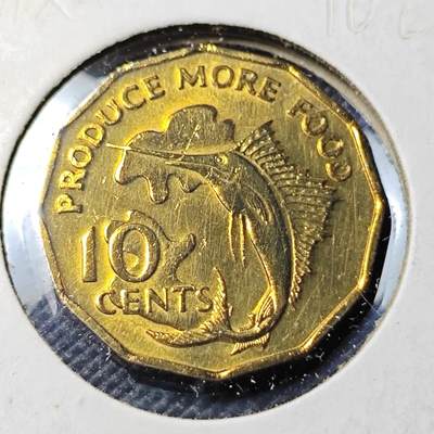 KK钱币收藏小铺 第381期  2月预留时间 周末发货 -  塞舌尔剑鱼10分